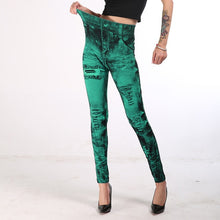 Load image into Gallery viewer, INITIALDREAM 2020 Imitation Cowboy Printed Leggings Women High Waist Slim Elastic Pencil Pants Plus Size 3XL Sexy Jeans Leggings - foxberryparkproducts