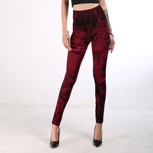 Load image into Gallery viewer, INITIALDREAM 2020 Imitation Cowboy Printed Leggings Women High Waist Slim Elastic Pencil Pants Plus Size 3XL Sexy Jeans Leggings - foxberryparkproducts