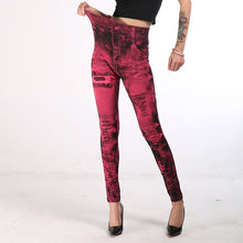 Load image into Gallery viewer, INITIALDREAM 2020 Imitation Cowboy Printed Leggings Women High Waist Slim Elastic Pencil Pants Plus Size 3XL Sexy Jeans Leggings - foxberryparkproducts