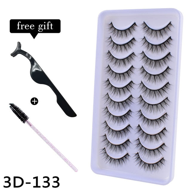 10Pairs 3D Mink Eyelashes Makeup Natural Long False Eyelashes Dramatic Lashes Extension HandMade Fake Eyelash maquiagem - foxberryparkproducts