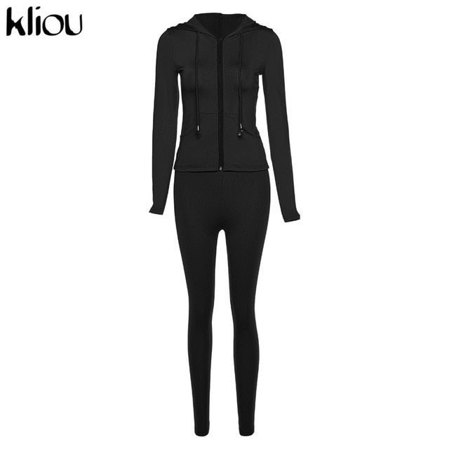 Wonderful autumn two piece hooded set for women - foxberryparkproducts