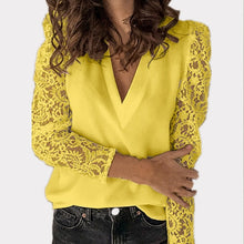 Load image into Gallery viewer, Gifts Blouse V-neck Lace Hollow Out Long Sleeve Office        ID A312 - 3101 - foxberryparkproducts
