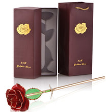 Load image into Gallery viewer, 24k Gold Dipped Rose Flowers with Stand Eternal Rose Forever Love In Box Birthday Christmas Valentine Day Wedding Gift for Women - foxberryparkproducts