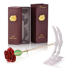 Load image into Gallery viewer, 24k Gold Dipped Rose Flowers with Stand Eternal Rose Forever Love In Box Birthday Christmas Valentine Day Wedding Gift for Women - foxberryparkproducts
