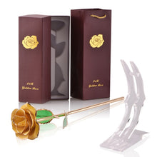 Load image into Gallery viewer, 24k Gold Dipped Rose Flowers with Stand Eternal Rose Forever Love In Box Birthday Christmas Valentine Day Wedding Gift for Women - foxberryparkproducts