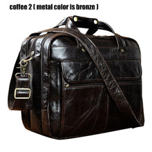 Load image into Gallery viewer, Top Quality Men Real Leather Antique Style 15.6" Laptop Briefcase - foxberryparkproducts