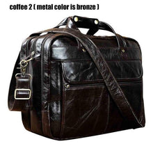 Load image into Gallery viewer, Top Quality Men Real Leather Antique Style 15.6" Laptop Briefcase - foxberryparkproducts