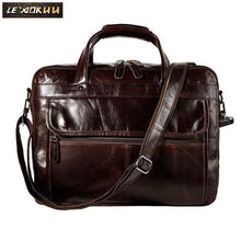 Load image into Gallery viewer, Top Quality Men Real Leather Antique Style 15.6" Laptop Briefcase - foxberryparkproducts