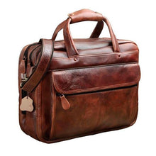 Load image into Gallery viewer, Top Quality Men Real Leather Antique Style 15.6" Laptop Briefcase - foxberryparkproducts