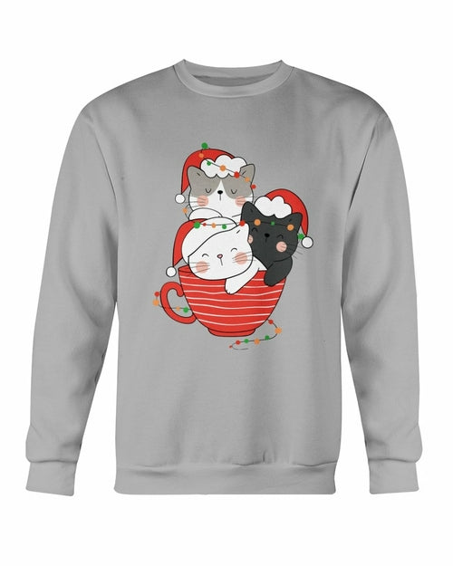 Cute Cats Cup Christmas Sweatshirt - foxberryparkproducts