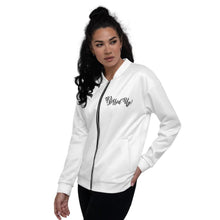 Load image into Gallery viewer, Womens Jacket - Blessed Up Graphic Text Bomber Jacket - foxberryparkproducts