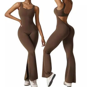 Women's sleeveless flared jumpsuit sexy backless vest