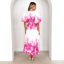Load image into Gallery viewer, Strap print fairy style medium long style dress with a large swingmen

