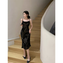 Load image into Gallery viewer, French Vintage Black Lace Dress Women&#39;s Elegant Strapless Dress
