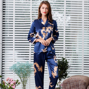 Simulated silk couple sleepwear