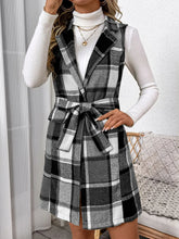 Load image into Gallery viewer, Perfee Tied Plaid Vest Coat
