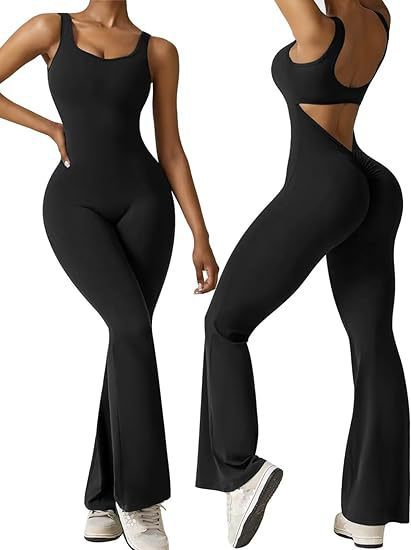 Women's sleeveless flared jumpsuit sexy backless vest