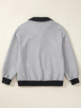 Load image into Gallery viewer, Texture Quarter Button Long Sleeve Sweatshirt
