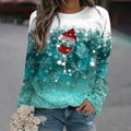 Christmas Snowflake Glass Printed Women's Loose Casual Round Neck Hoodie