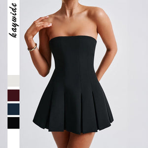Elegant Evening Dress with Strapless Pleated Skirt