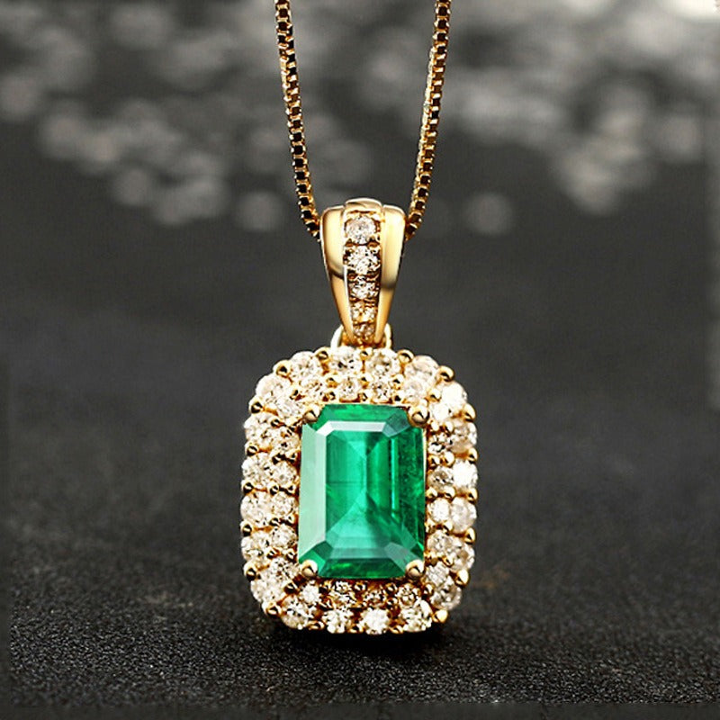 European and American square pendant necklace for women