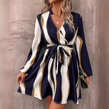 Load image into Gallery viewer, Women&#39;s Clothing Belt Printed V-neck Dress
