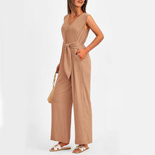 Load image into Gallery viewer, New V-neck Sleeveless Long Jumpsuit
