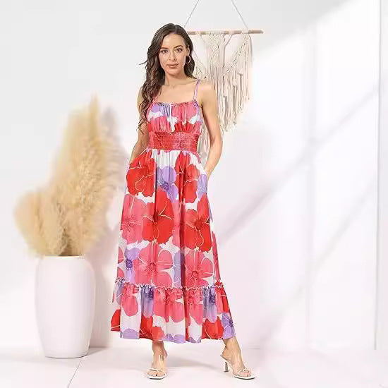 Pleated Ruffles Dress Women&