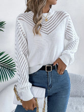 Load image into Gallery viewer, Openwork Round Neck Long Sleeve Knit Top
