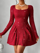 Load image into Gallery viewer, Long sleeved square neck dress sexy dress solid color autumn
