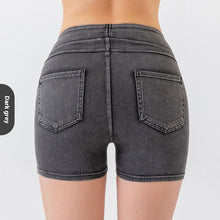 Load image into Gallery viewer, High Waist Hip Lift Yoga Denim Shorts
