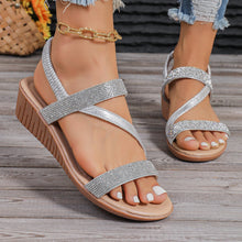 Load image into Gallery viewer, Fashion Rhinestone Wedge Sandals
