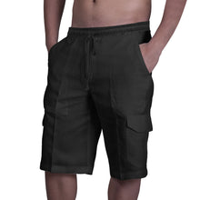 Load image into Gallery viewer, Linen shorts with multiple pockets and drawstring for men&#39;s beach work pants

