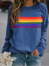 Load image into Gallery viewer, Colorful striped printed round neck pullover long sleeved sweatshirt
