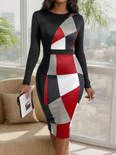 Load image into Gallery viewer, Autumn slimming temperament commuting geometric figure high waisted long skirt
