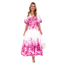 Load image into Gallery viewer, Strap print fairy style medium long style dress with a large swingmen
