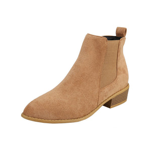 Suede Pointed Square Heel Martin Boots