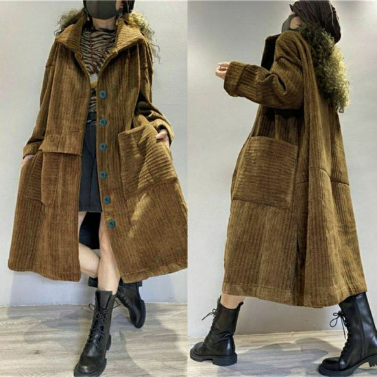 Corduroy Plus Size Coat Women&