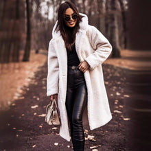 Load image into Gallery viewer, Long net color long sleeved woolen women&#39;s coat
