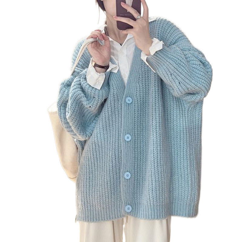 Idle Style Knitted Cardigan Sweater For Women Autumn And Winter