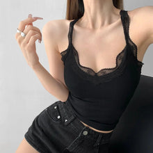 Load image into Gallery viewer, Sexy Lace Splicing Backless Top for Women - Sleeveless Fitted Short Crop Tank Top
