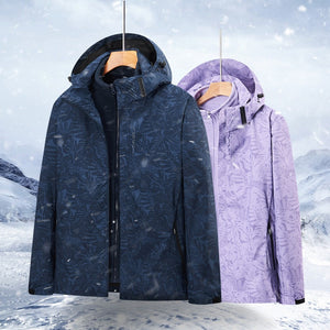 Men's Windproof And Waterproof Single Two-Piece Stand Collar Hooded Autumn And Winter Coat Printed LOGO