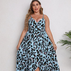 Women's V-neck Strap Leopard Print Dress