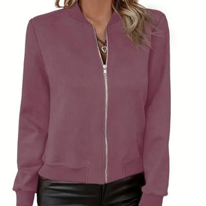 Autumn And Winter Fashion All-matching Solid Color Zipper Jacket