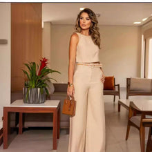 Load image into Gallery viewer, Sleeveless Short High Waist Wide Leg Pants Suit
