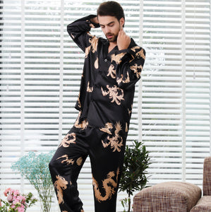 Simulated silk couple sleepwear