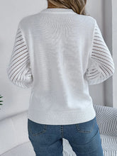 Load image into Gallery viewer, Openwork Round Neck Long Sleeve Knit Top
