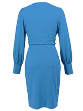 Load image into Gallery viewer, Slit V-Neck Long Sleeve Knee Length Dress
