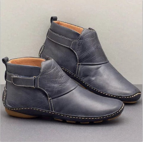 Autumn and Winter Women's Shoes Fashion Velcro Flat Short Boots