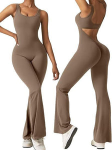 Women's sleeveless flared jumpsuit sexy backless vest